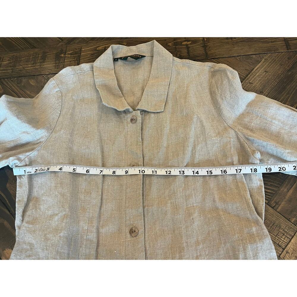 VTG Linen Long Sleeve Tunic Top Women 6 Neutral Lagenlook CottageCore Beach Trip - Picture 4 of 7
